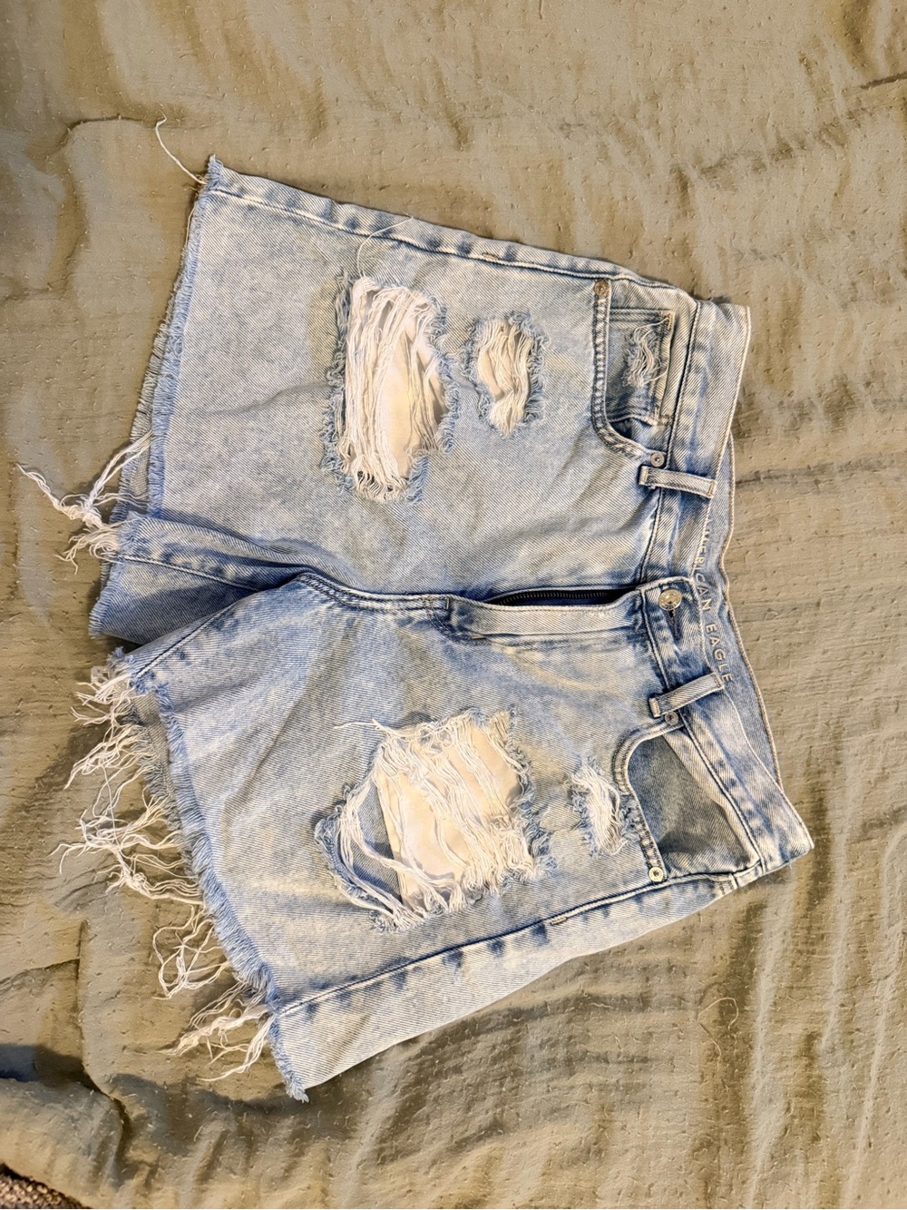 American Eagle Outfitters Light Blue Distressed Denim Shorts